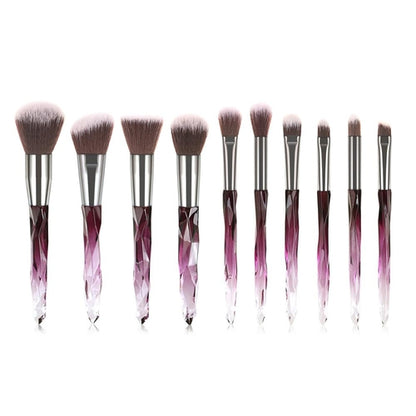 10pcs Transparent Crystal Diamond Makeup Brushes Set Colorful Diamond