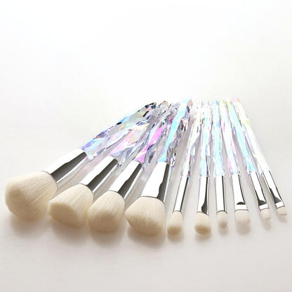 10pcs Transparent Crystal Diamond Makeup Brushes Set Colorful Diamond