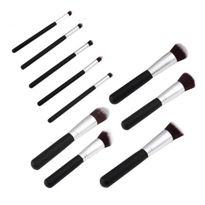 10Pcs Black Makeup Brushes Set Powder Face Blush Foundation Contour