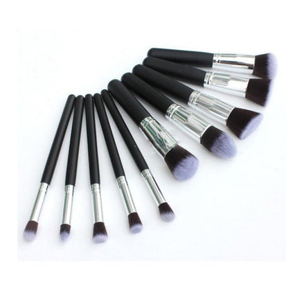 10Pcs Black Makeup Brushes Set Powder Face Blush Foundation Contour