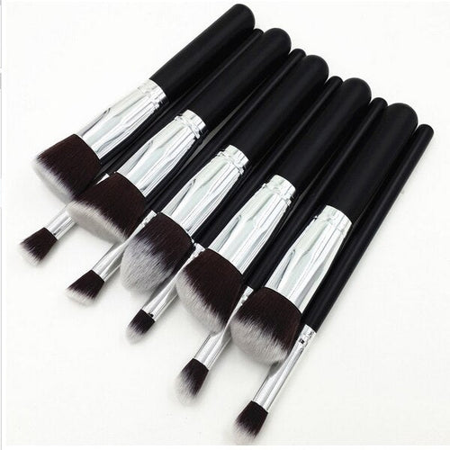 10Pcs Black Makeup Brushes Set Powder Face Blush Foundation Contour