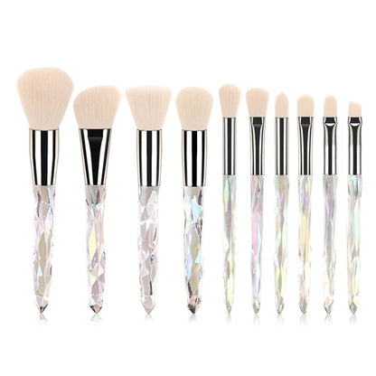 10pcs Transparent Crystal Diamond Makeup Brushes Set Colorful Diamond