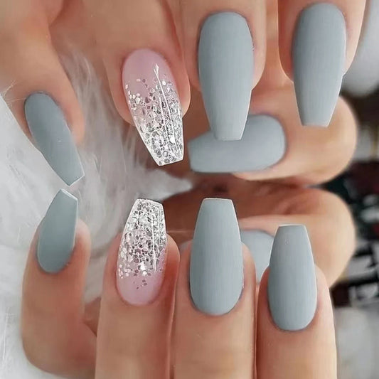 .Press On Nails Kit with Glue and gel stickers Reusable Tips