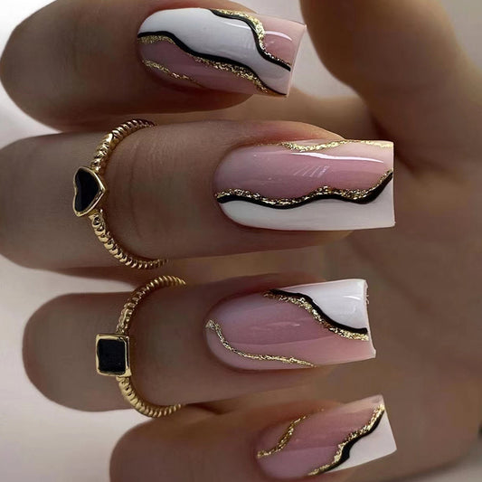 Press On Nails Kit with Glue and gel stickers Reusable Tips
